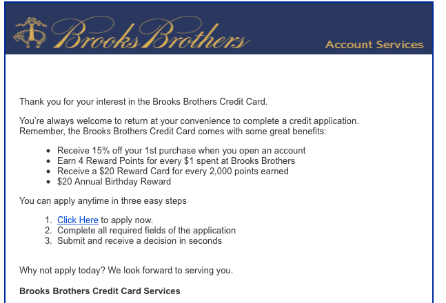 brooks brothers credit card customer service