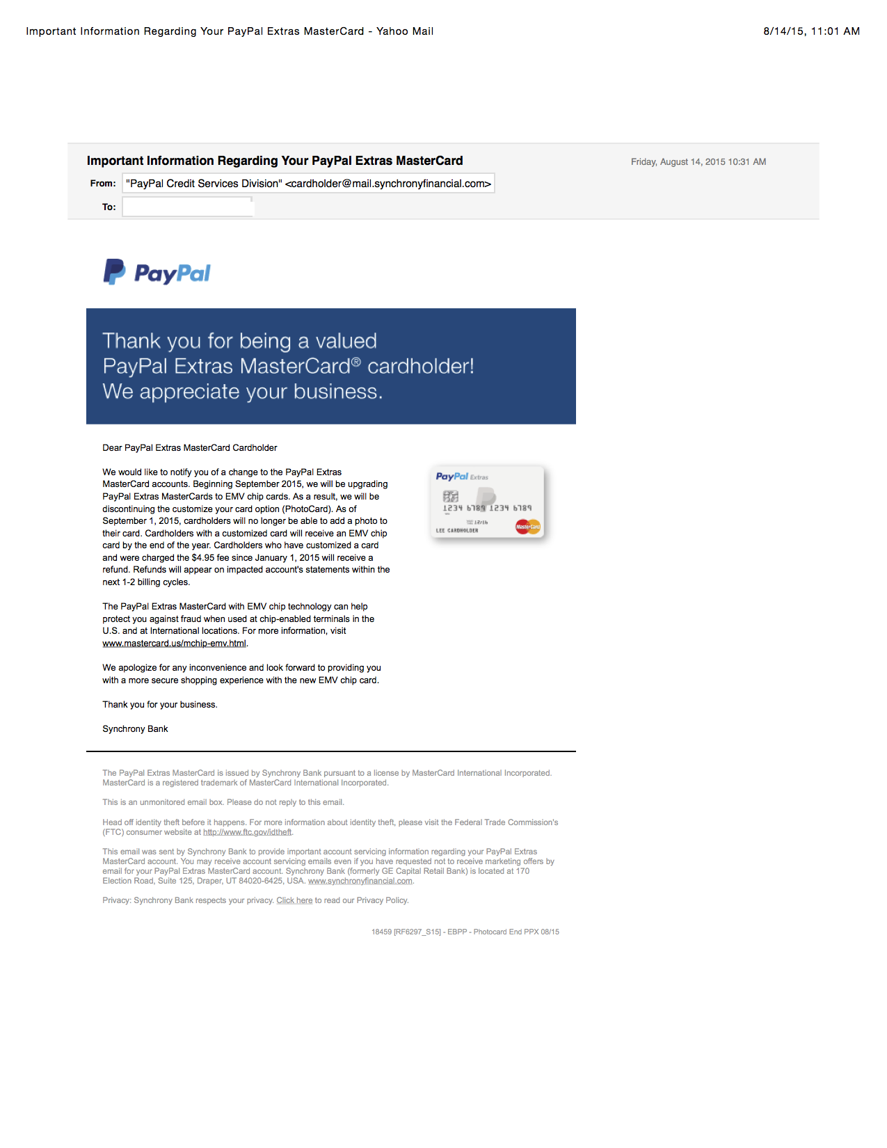 Important Information Regarding Your PayPal Extras MasterCard - Yahoo Mail.png