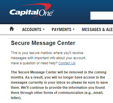 Capital One Secure Message Center