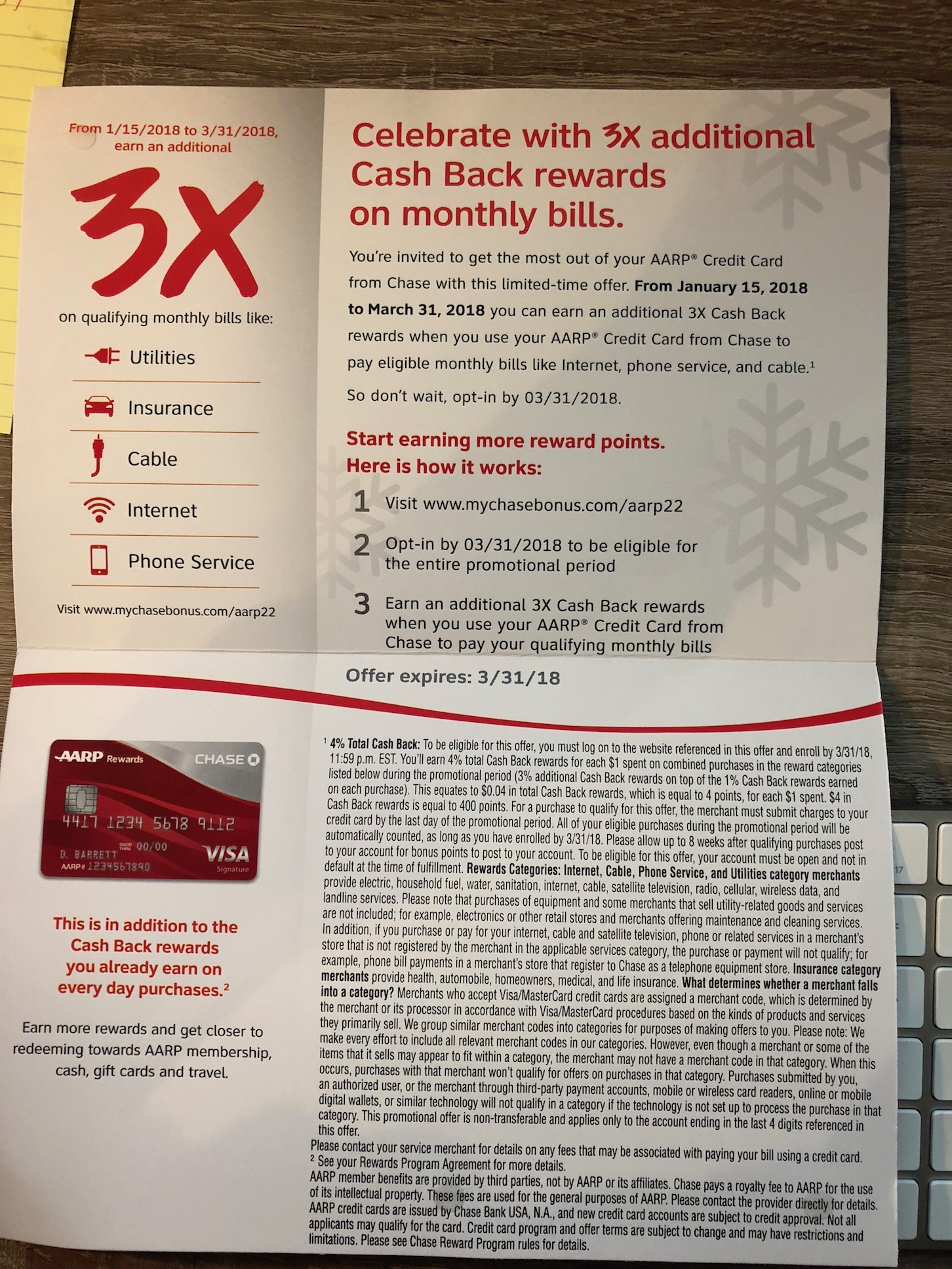 Chase AARP Offer - 4% cash back on utilities and i... - myFICO® Forums -  5144970