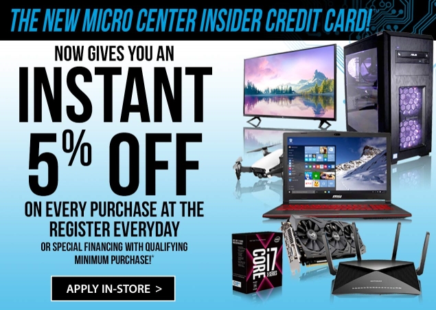 Micro Center 5% Cash Back In-Store - myFICO® Forums - 5354884