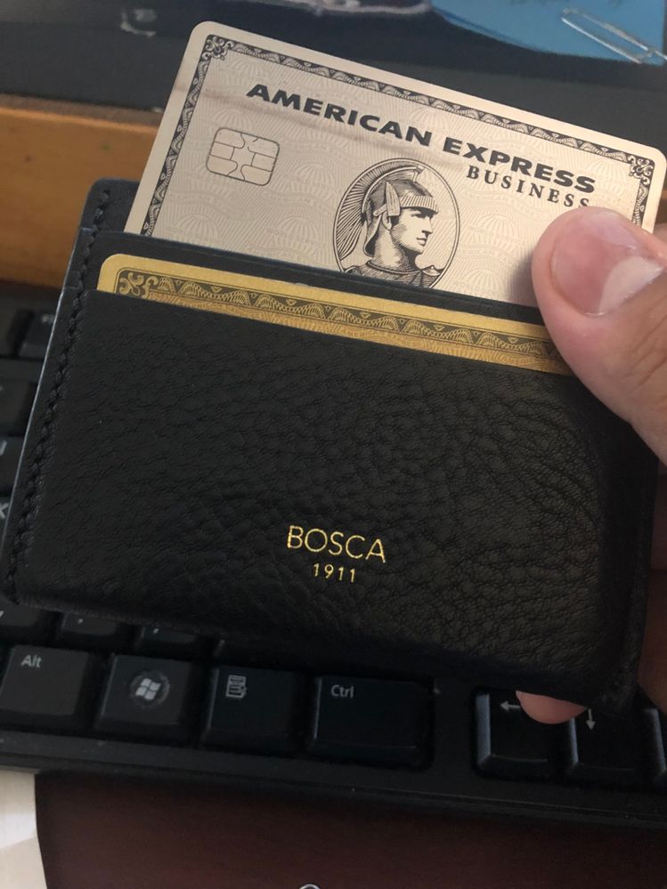 Amex Business Platinum: black leather stained.