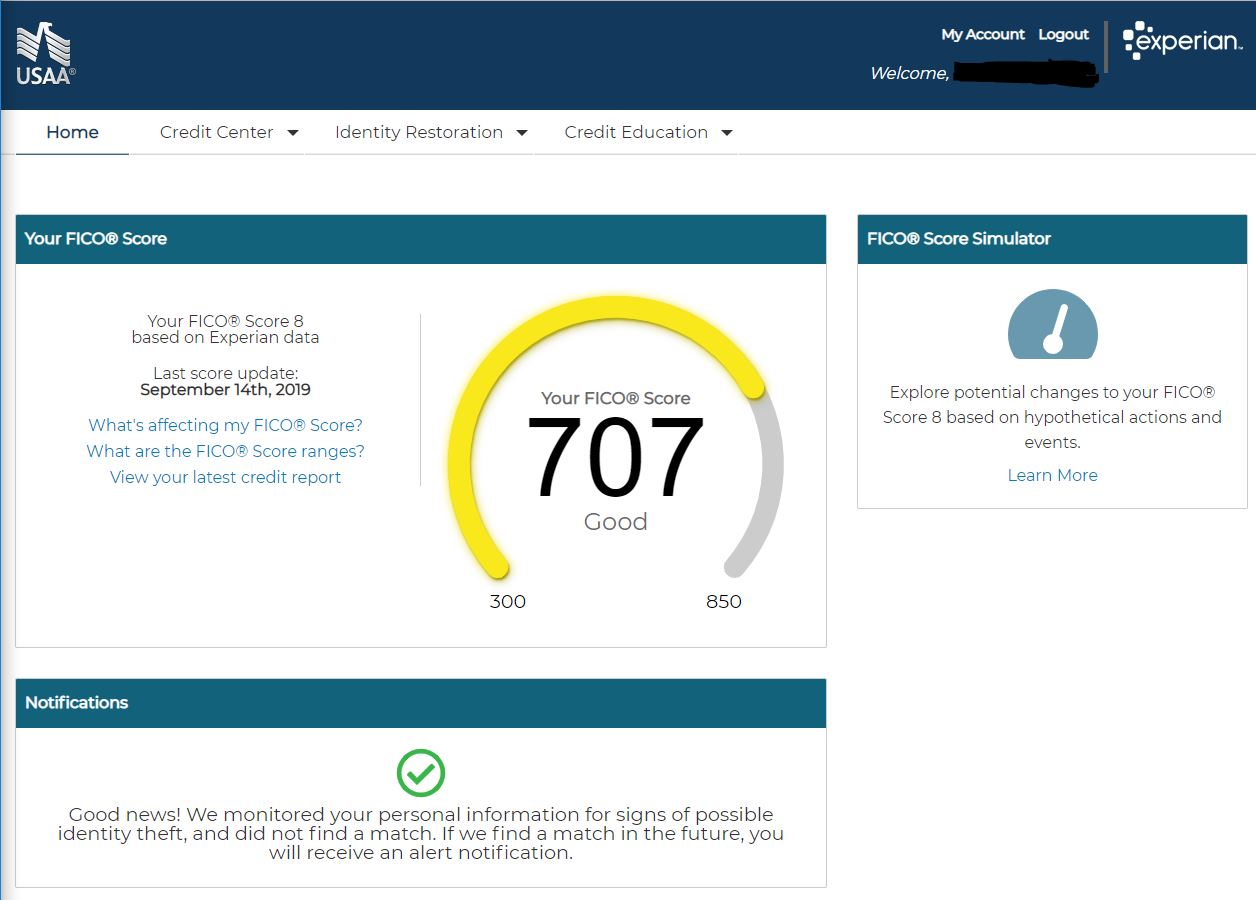 Hvilken kredittscore bruker USAA?