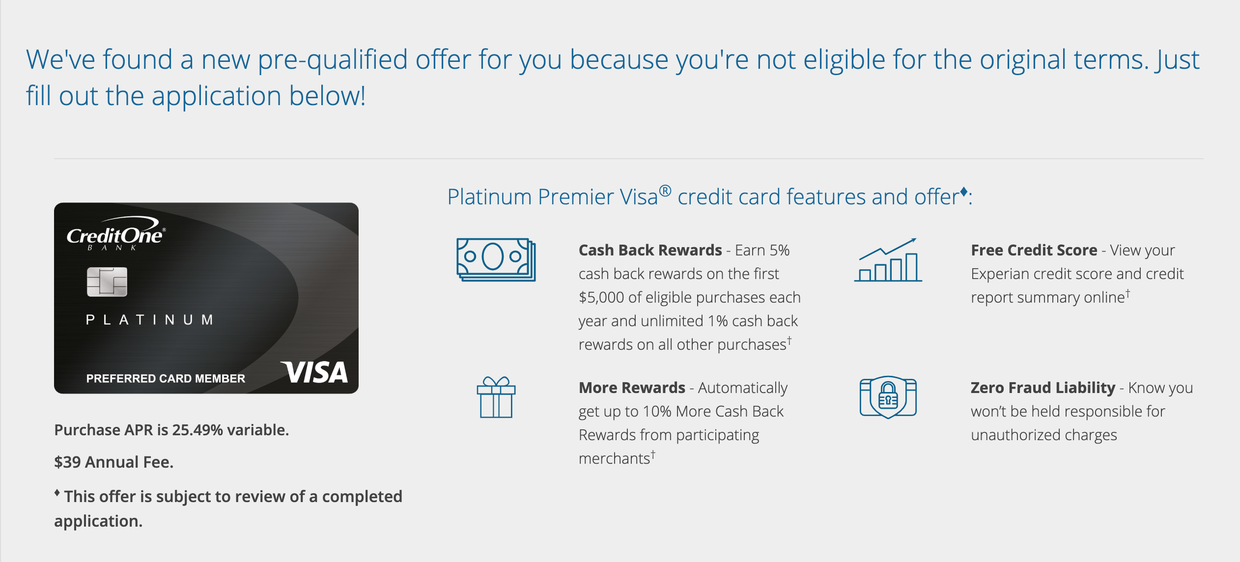 Credit One Platinum Premier Rewards Visa 5% Cash B... - Page 2 - myFICO®  Forums - 5831381