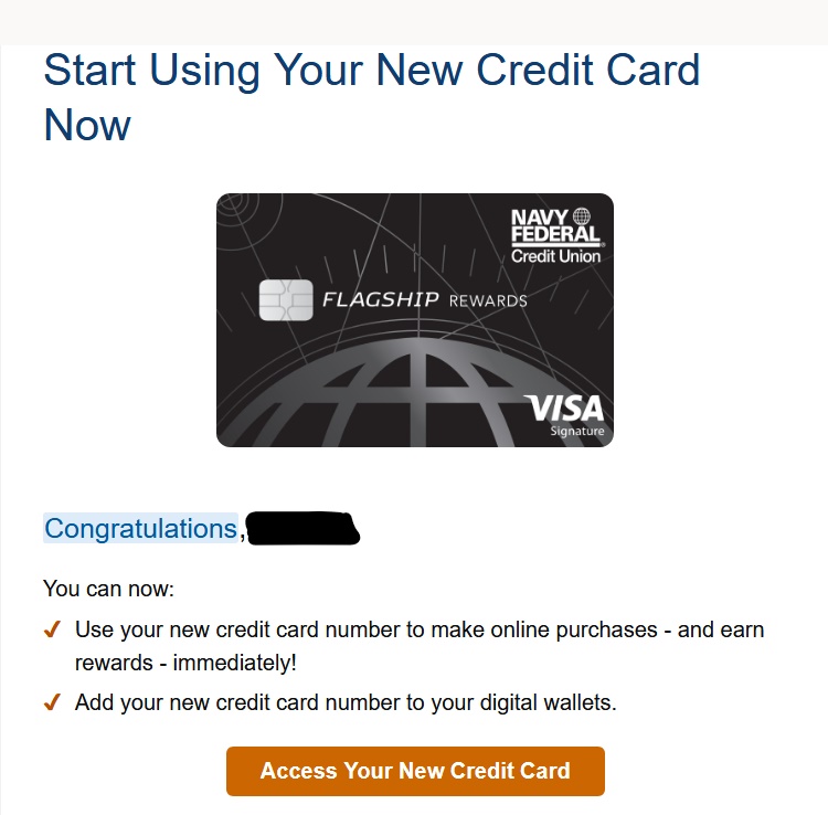 Early access to NFCU Flagship card number - myFICO® Forums - 5991641