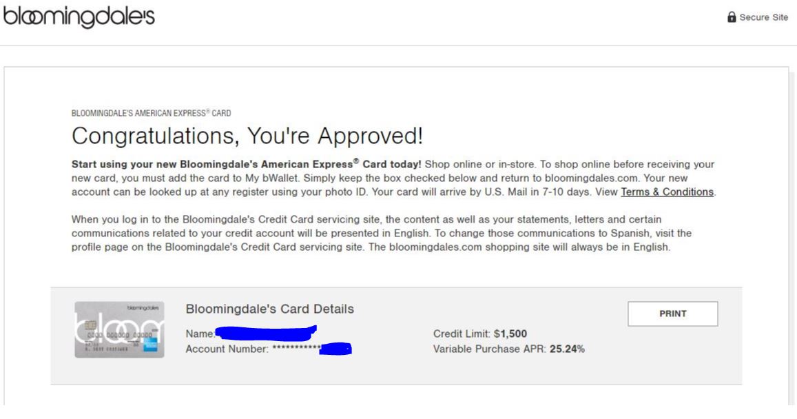 Bloomingdale's Amex *********Approved! - myFICO® Forums - 6116903
