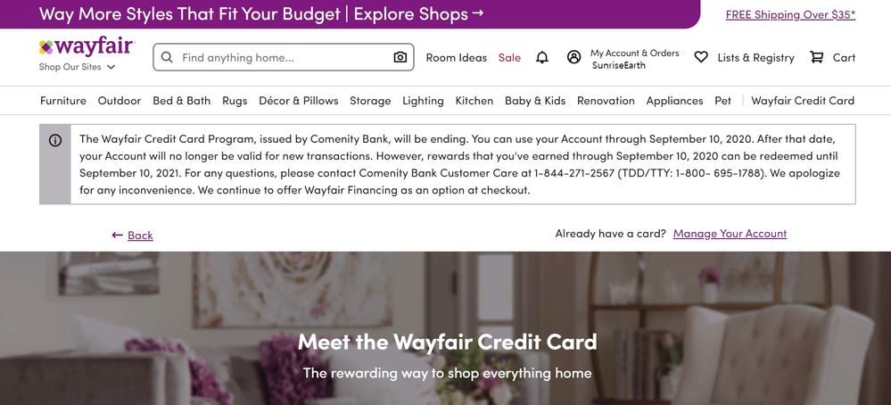 Comenity shutting down Wayfair Credit Card - Page 13 - myFICO® Forums - 6101725