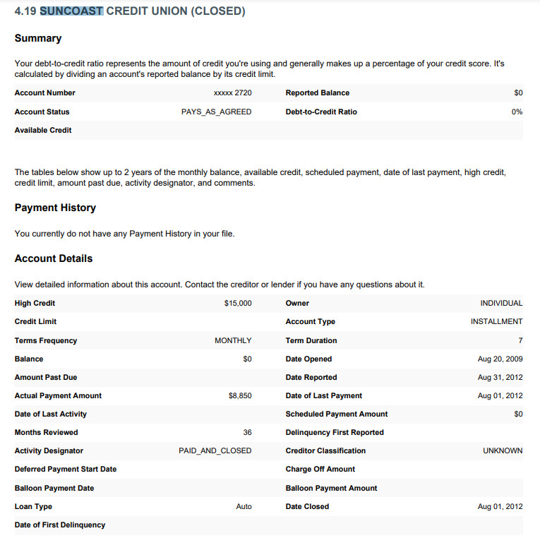 Old tradeline closed 8.13.12