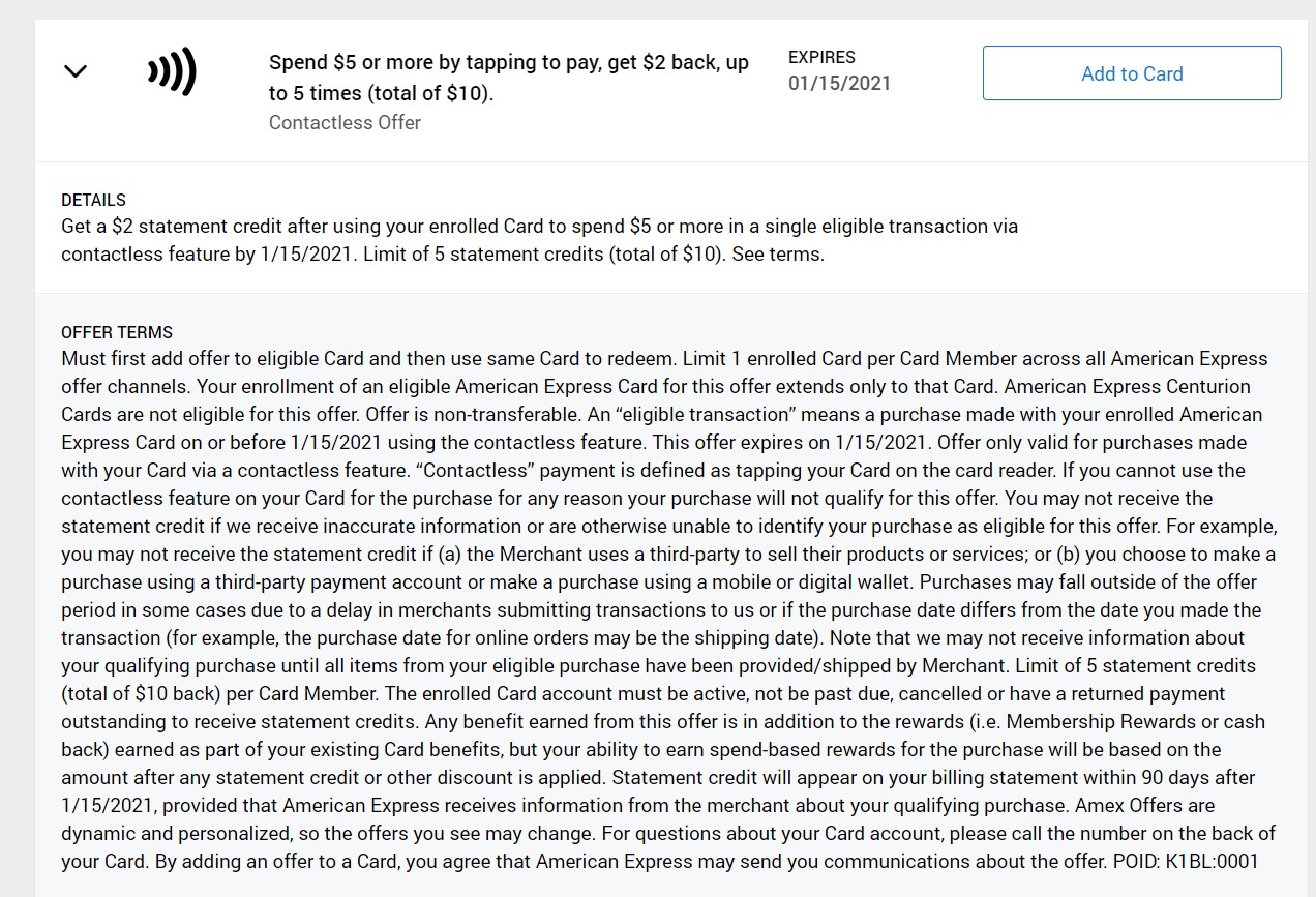 AMEX Platinum Tap to Pay offer myFICO® Forums 6174064