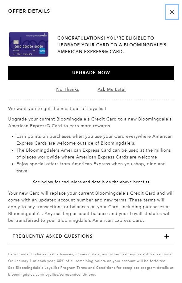 Bloomingdales American Express UPGRADE!!! - myFICO® Forums - 6447778