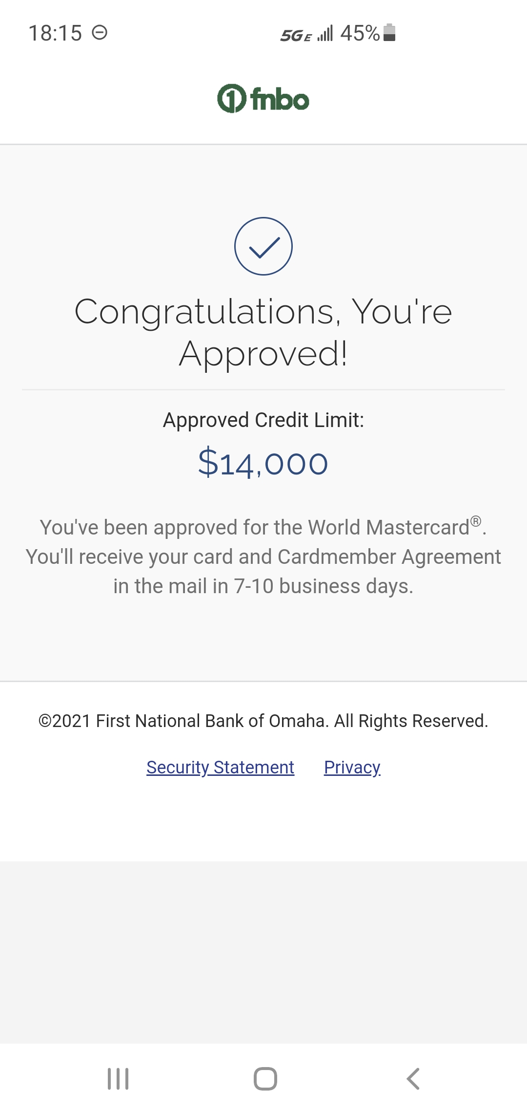 DW's FNBO Getaway MC approval! myFICO® Forums 6465232