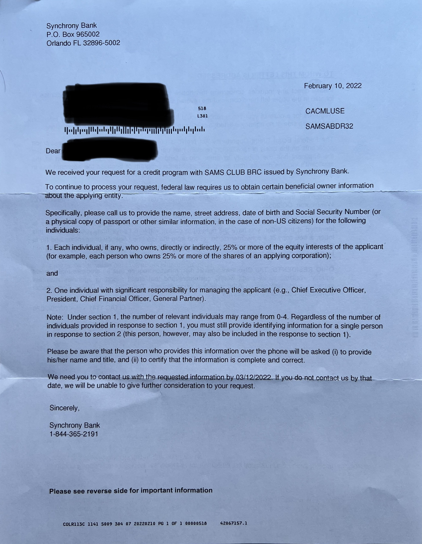 Sam's Club MC app — received letter asking for SSN... - myFICO® Forums -  6491154