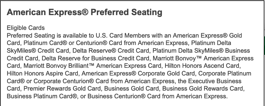 American Express Preferred Seating