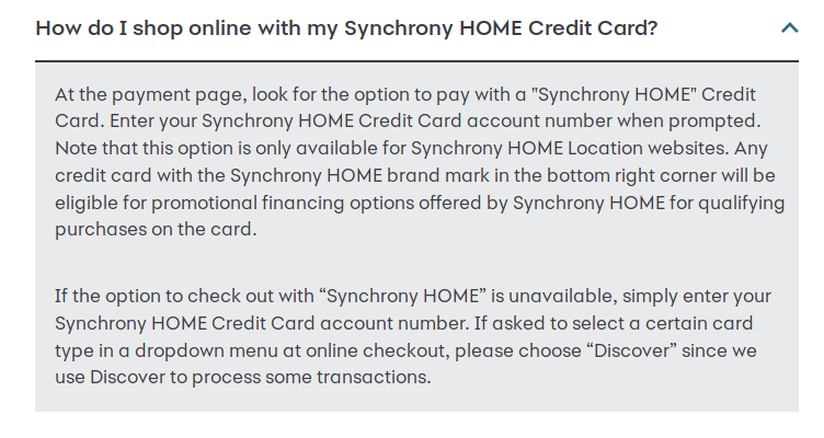 Can Synchrony Home Credit Card Be