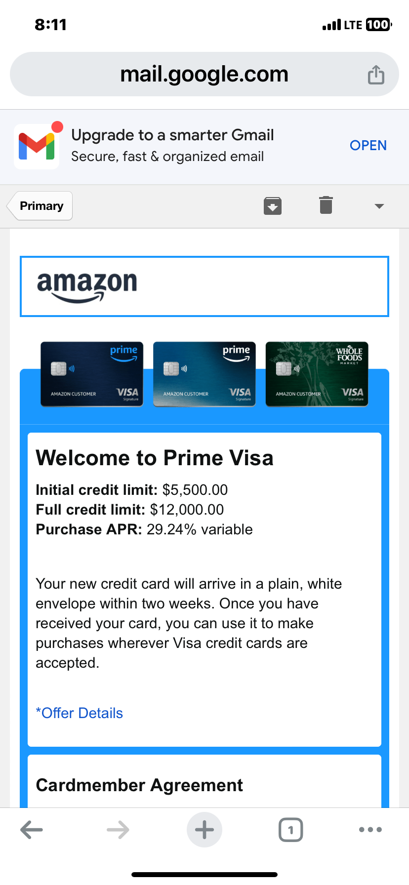 Chase Amazon Prime Visa Signature Approval!!! myFICO® Forums 6771251
